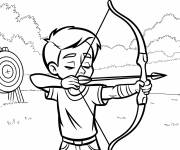 Coloriage Adolescent s'entra&icirc;ne au tir &agrave; l'arc