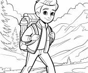 Coloriage Adolescent se dirige vers le camping