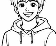 Coloriage Adolescent souriant en vecteur