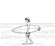 Coloriage Adolescent surfeur