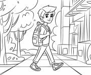 Coloriage Adolescent vers l'&eacute;cole