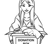 Coloriage et dessins gratuit Adolescente aide les plus d&eacute;munis à imprimer