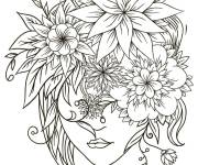 Coloriage Adolescente aux cheveux fleuris