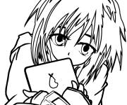 Coloriage Adolescente avec une tablette