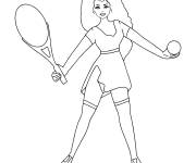 Coloriage Adolescente Barbie joue au Tennis