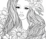 Coloriage Adolescente charmante avec des roses