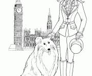 Coloriage Adolescente &eacute;l&eacute;gante &agrave; Londres