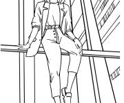 Coloriage Adolescente en pose dans l'immeuble