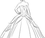 Coloriage Adolescente en robe magnifique
