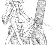 Coloriage Adolescente italienne &agrave; v&eacute;lo