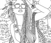 Coloriage Adolescente pendant l'&eacute;t&eacute;