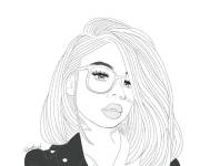 Coloriage Adolescente portant des lunettes