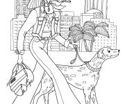 Coloriage Adolescente se balade dans la ville