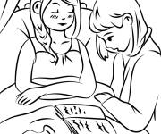 Coloriage Adolescente soignant une malade