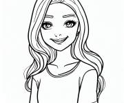 Coloriage Adorable fille ado en vecteur