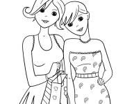 Coloriage Amiti&eacute; de deux adolescentes