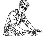Coloriage Beau Adolescent &agrave; v&eacute;lo