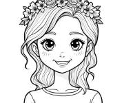 Coloriage Belle adolescente avec couronne