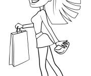 Coloriage et dessins gratuit Caricature d'une Adolescente qui fait le shopping à imprimer