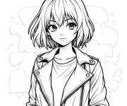 Coloriage Charmante Adolescente style manga