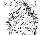 Coloriage Fille ado se d&eacute;guise pour le Halloween