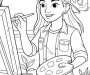 Coloriage Fille adolescente artiste