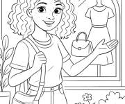 Coloriage Fille Adolescente qui aime la mode
