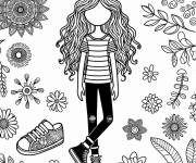 Coloriage Fille de 15 ans &agrave; motif