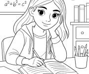 Coloriage Fille de 17 ans en classe