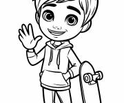 Coloriage Gar&ccedil;on de 15 ans avec son skateboard