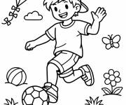 Coloriage Gar&ccedil;on de 15 ans qui joue au ballon
