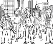 Coloriage Groupe d'ados dans la ville