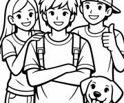 Coloriage Groupe d'amis Adolescents
