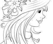 Coloriage Jeune fille en chapeau d'&eacute;t&eacute;
