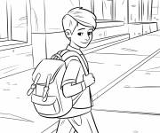 Coloriage Jeune gar&ccedil;on de 16 ans se dirige vers l'&eacute;cole