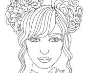 Coloriage T&ecirc;te d'une fille de 15 ans