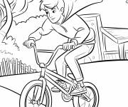 Coloriage Un ado &agrave; v&eacute;lo dans le parc