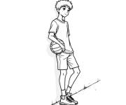 Coloriage Un Adolescent avec le ballon de basket