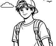 Coloriage Un adolescent sous le soleil