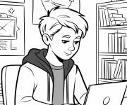 Coloriage Un jeune ado d&eacute;veloppeur