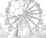 Coloriage Une adolescente dans le man&egrave;ge
