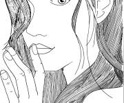 Coloriage Visage d'une Adolescente dessin&eacute; &agrave; la main