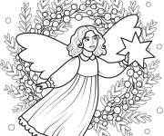 Coloriage Ange avec une couronne de No&euml;l