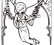 Coloriage et dessins gratuit Ange de no&euml;l a la guitare à imprimer
