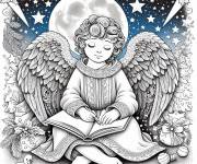 Coloriage Ange de Noel affiche comme fond d'&eacute;cran