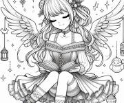Coloriage Ange de noel aime lire