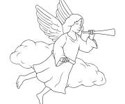 Coloriage Ange de Noel annonce les vacances