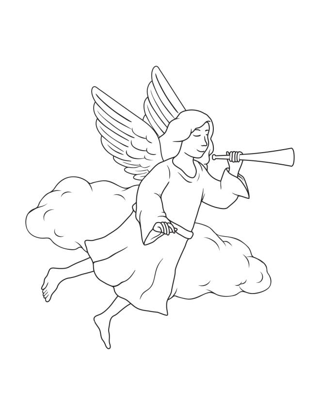 Coloriage Ange de Noel annonce les vacances dessin gratuit à imprimer