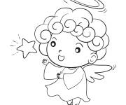 Coloriage Ange de Noel attrape une &eacute;toile