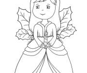 Coloriage Ange de noel avec des ailes en feuilles